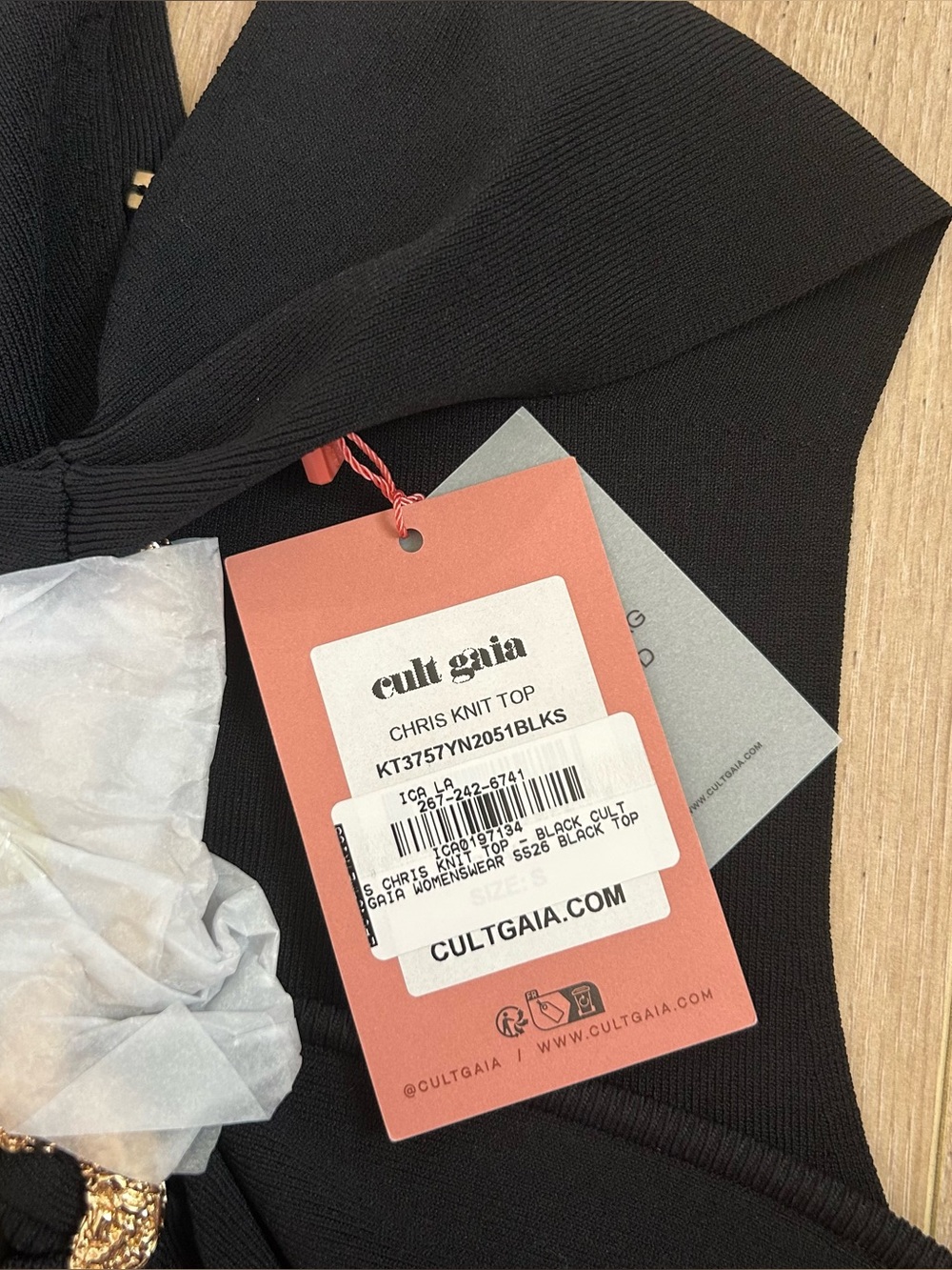 NWT New Cult Gaia Chris Knit Top Black Size Small - Picture 5 of 9